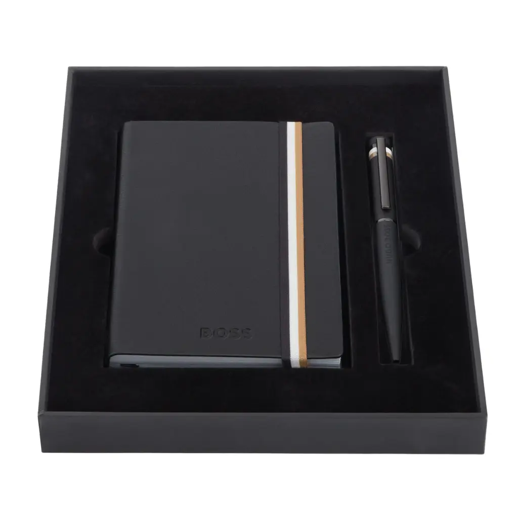 Parure HUGO BOSS Black (stylo bille & carnet A6)
