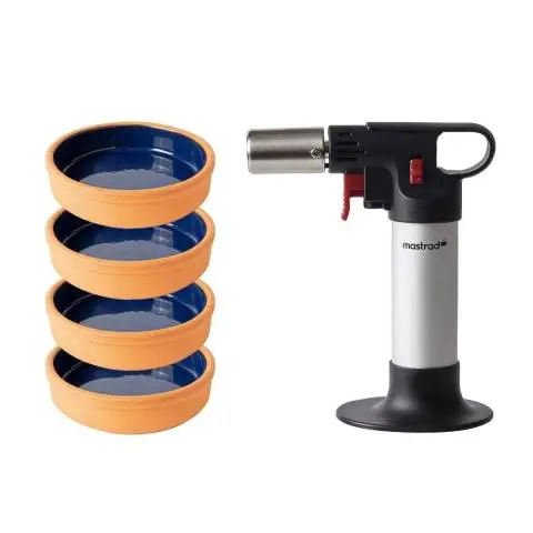 [F46167] COFFRET CREMES BRULEES - 1 chalumeau et 4 ramequins